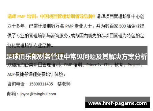 足球俱乐部财务管理中常见问题及其解决方案分析