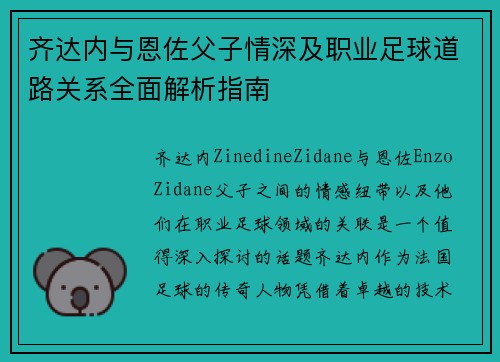 齐达内与恩佐父子情深及职业足球道路关系全面解析指南